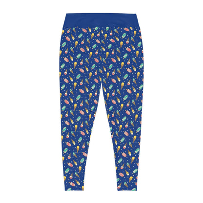 Ice Cream Scoop Cute Summer Plus Size Leggings, One of a Kind Gift - Workout Activewear tights for Mothers Day, Girlfriend