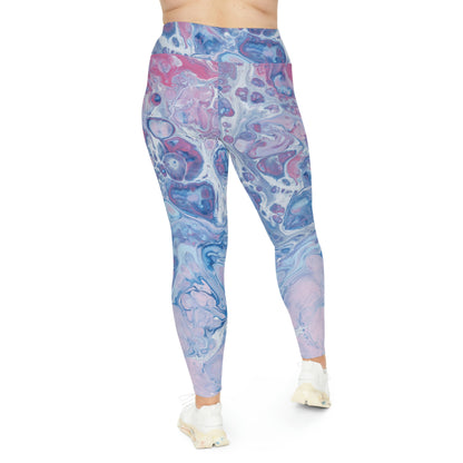 Abstract Marble Plus Size Leggings, One of a Kind Workout Activewear for Wife Fitness, Best Friend, mom and me tights Christmas Gift