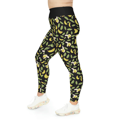 Banana Fruit Plus Size Leggings One of a Kind Gift - Unique Workout Activewear tights for Mom fitness, Mothers Day, Girlfriend Christmas Gift
