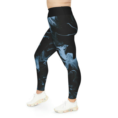 Abstract  Ocean Marble Plus Size Leggings, One of a Kind Workout Activewear for Wife Fitness, Best Friend, mom and me tights Christmas Gift