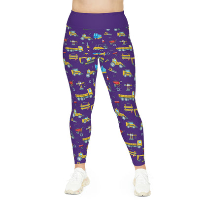 Construction Plus Size Leggings One of a Kind Workout Activewear for Wife Fitness, Best Friend, mom and me tights, Mothers day , Christmas Gift