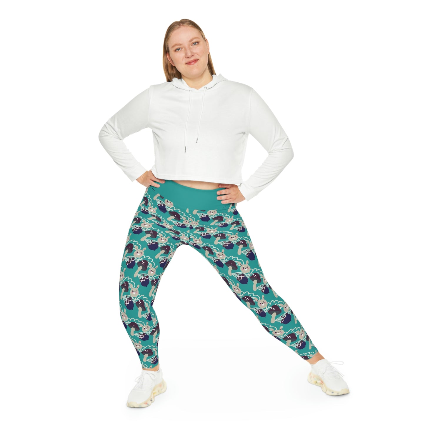 Magic Mushroom Plus Size Leggings One of a Kind Gift - Unique Workout Activewear tights for Mom fitness, Mothers Day, Girlfriend Christmas Gift