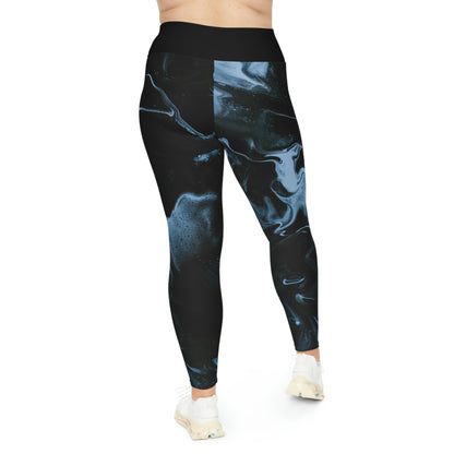 Abstract  Ocean Marble Plus Size Leggings, One of a Kind Workout Activewear for Wife Fitness, Best Friend, mom and me tights Christmas Gift