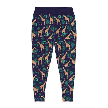 Giraffe Safari Plus Size Leggings One of a Kind  Unique Workout Activewear tights for Mom fitness, Mothers Day, Girlfriend Christmas Gift