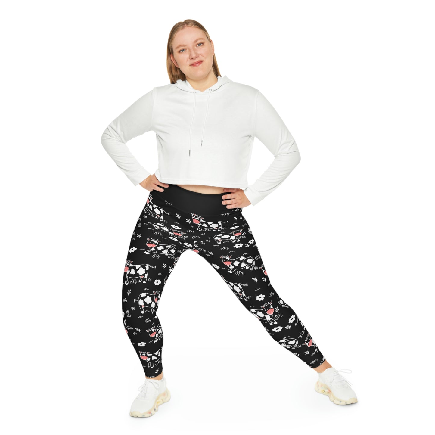 Cow Farm Animals Plus Size Leggings One of a Kind Unique Workout Activewear tights for Mom fitness, Mothers Day, Girlfriend Christmas Gift