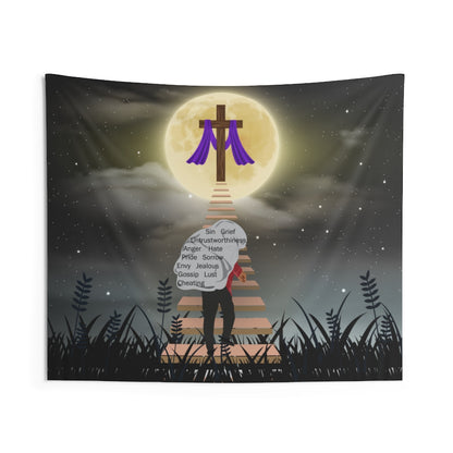 Christian Tapestry Contemporary Home Decor . Galaxy Wall Hanging Art for Baby Nursery, Dorm room, Coastal Home . Housewarming Gift