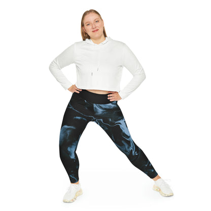 Abstract  Ocean Marble Plus Size Leggings, One of a Kind Workout Activewear for Wife Fitness, Best Friend, mom and me tights Christmas Gift