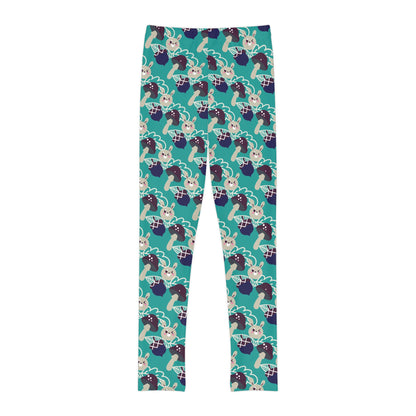 Bunny Mushrooms Youth Leggings,  One of a Kind Gift - Unique Workout Activewear tights for  kids Fitness , Daughter, Niece  Christmas Gift
