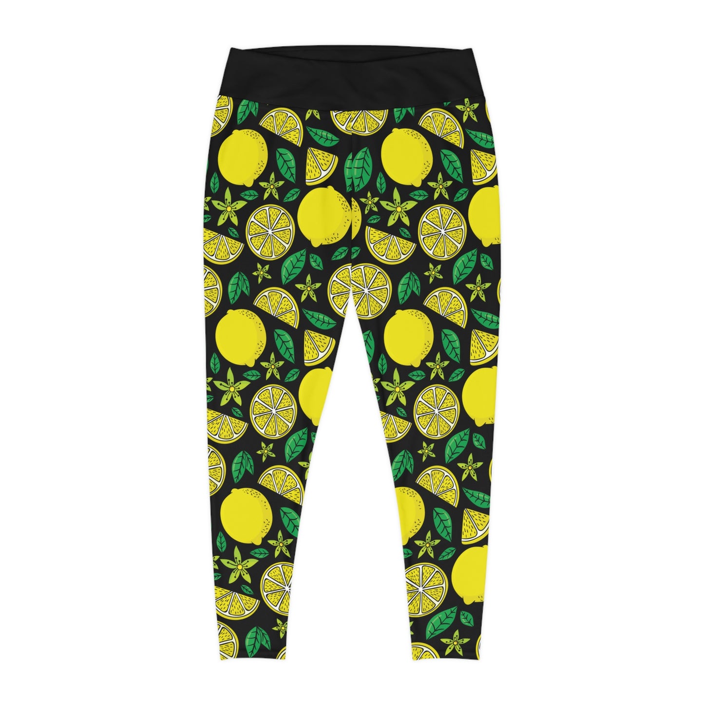 Lemon Summer Plus Size Leggings One of a Kind Gift - Unique Workout Activewear tights for Mom fitness, Mothers Day, Girlfriend Christmas Gift