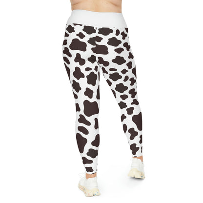 Cow Print Plus Size Leggings One of a Kind Gift - Unique Workout Activewear tights for Mom fitness, Mothers Day, Girlfriend Christmas Gift