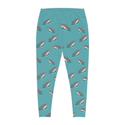 Dolphin, Ocean, Beach Plus Size Leggings One of a Kind Gift - Workout Activewear tights for Mom fitness, Mothers Day, Girlfriend Christmas Gift
