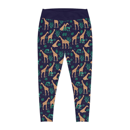 Giraffe Safari Plus Size Leggings One of a Kind  Unique Workout Activewear tights for Mom fitness, Mothers Day, Girlfriend Christmas Gift