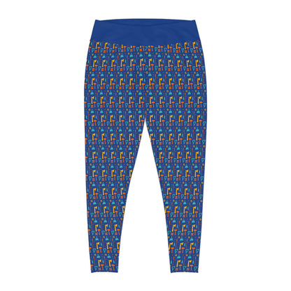 Construction Plus Size Leggings One of a Kind Gift - Unique Workout Activewear tights for Mom fitness, Mothers Day, Girlfriend Christmas Gift