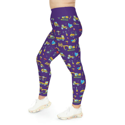 Construction Plus Size Leggings One of a Kind Workout Activewear for Wife Fitness, Best Friend, mom and me tights, Mothers day , Christmas Gift