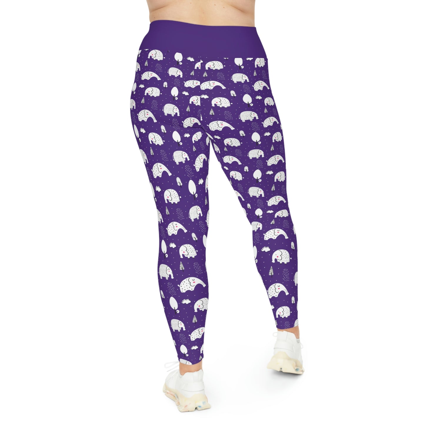 Elephant Safari animal Plus Size Leggings One of a Kind Unique Workout Activewear tights for Mom fitness, Mothers Day, Girlfriend Christmas Gift