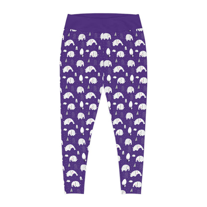 Elephant Safari animal Plus Size Leggings One of a Kind Unique Workout Activewear tights for Mom fitness, Mothers Day, Girlfriend Christmas Gift