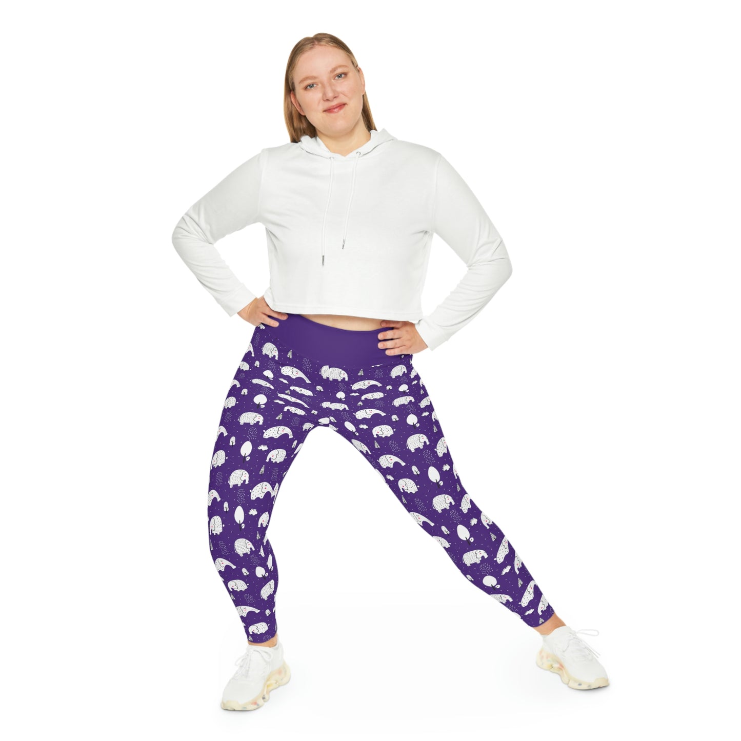 Elephant Safari animal Plus Size Leggings One of a Kind Unique Workout Activewear tights for Mom fitness, Mothers Day, Girlfriend Christmas Gift