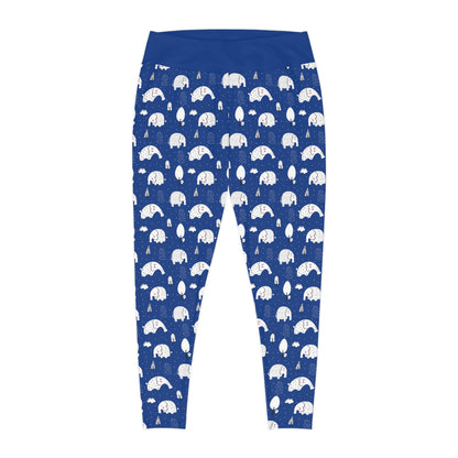 Elephant Safari Animal Plus Size Leggings One of a Kind Unique Workout Activewear tights for Mom fitness, Mothers Day, Girlfriend Christmas Gift