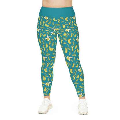 Banana Fruit Plus Size Leggings One of a Kind Gift - Unique Workout Activewear tights for Mom fitness, Mothers Day, Girlfriend Christmas Gift