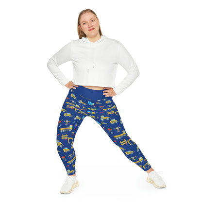 Construction Plus Size Leggings One of a Kind Workout Activewear for Wife Fitness, Best Friend, mom and me tights, Mothers day , Christmas Gift