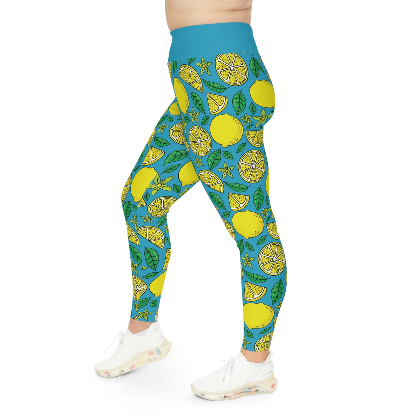 Lemon Summer Plus Size Leggings One of a Kind Gift - Unique Workout Activewear tights for Mom fitness, Mothers Day, Girlfriend Christmas Gift