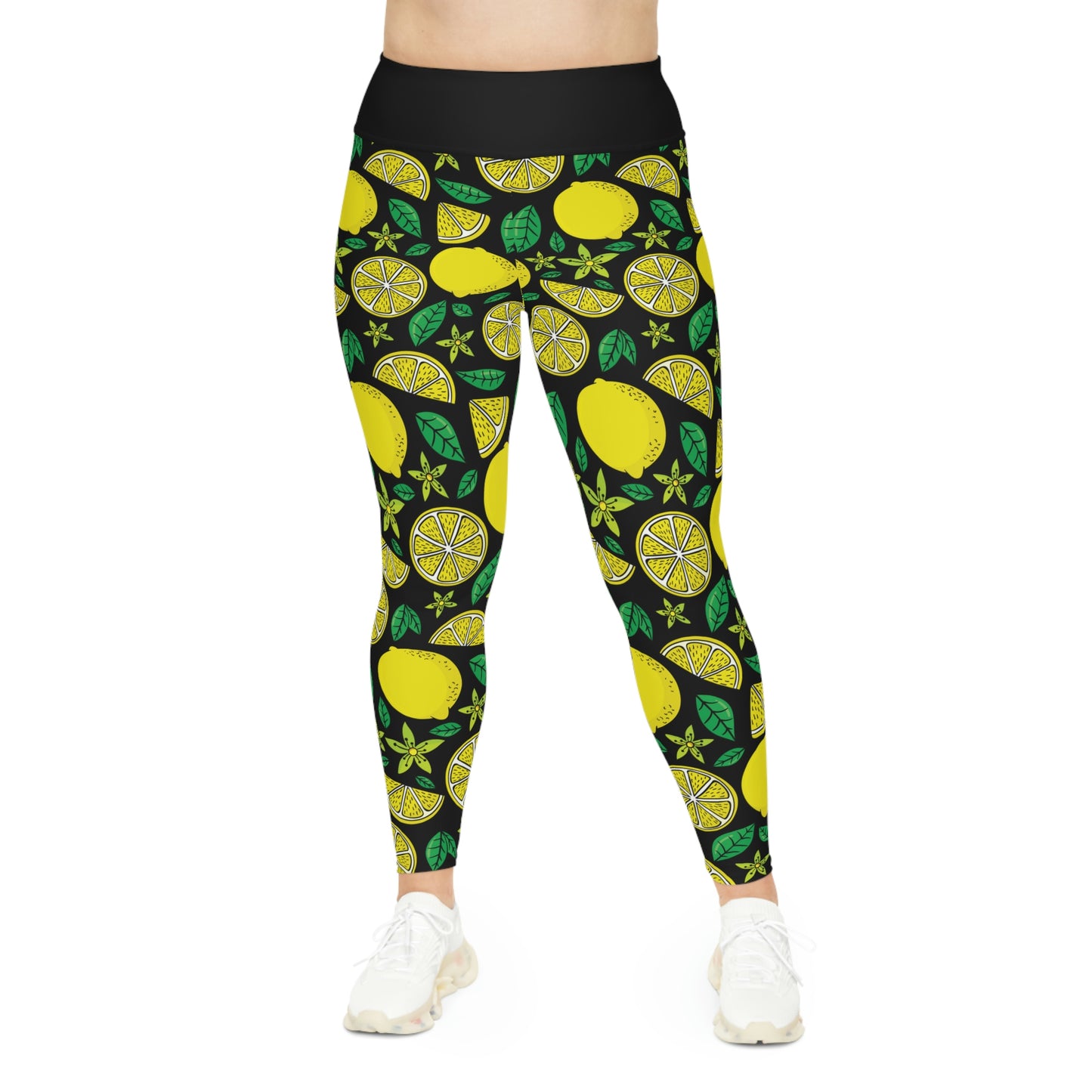 Lemon Summer Plus Size Leggings One of a Kind Gift - Unique Workout Activewear tights for Mom fitness, Mothers Day, Girlfriend Christmas Gift