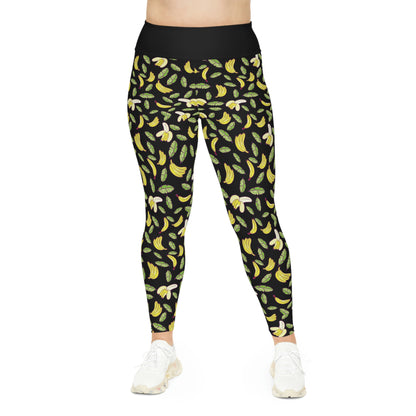 Banana Fruit Plus Size Leggings One of a Kind Gift - Unique Workout Activewear tights for Mom fitness, Mothers Day, Girlfriend Christmas Gift