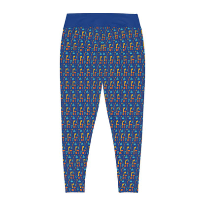 Construction Plus Size Leggings One of a Kind Gift - Unique Workout Activewear tights for Mom fitness, Mothers Day, Girlfriend Christmas Gift