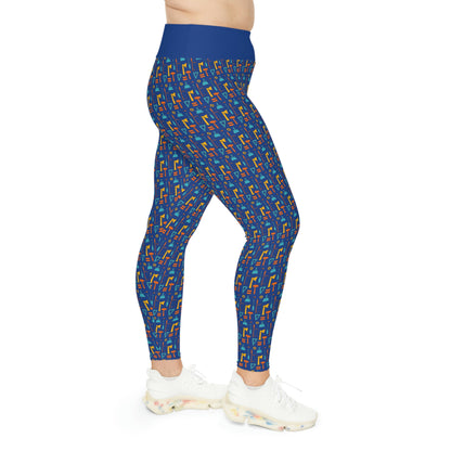 Construction Plus Size Leggings One of a Kind Gift - Unique Workout Activewear tights for Mom fitness, Mothers Day, Girlfriend Christmas Gift