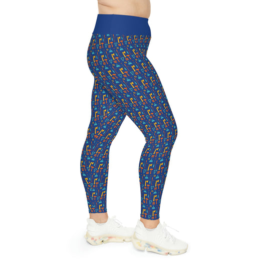 Construction Plus Size Leggings One of a Kind Gift - Unique Workout Activewear tights for Mom fitness, Mothers Day, Girlfriend Christmas Gift