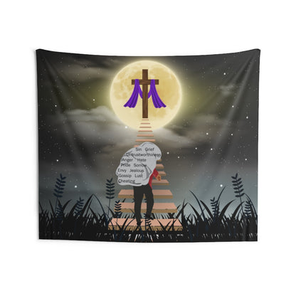 Christian Tapestry Contemporary Home Decor . Galaxy Wall Hanging Art for Baby Nursery, Dorm room, Coastal Home . Housewarming Gift