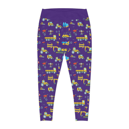 Construction Plus Size Leggings One of a Kind Workout Activewear for Wife Fitness, Best Friend, mom and me tights, Mothers day , Christmas Gift