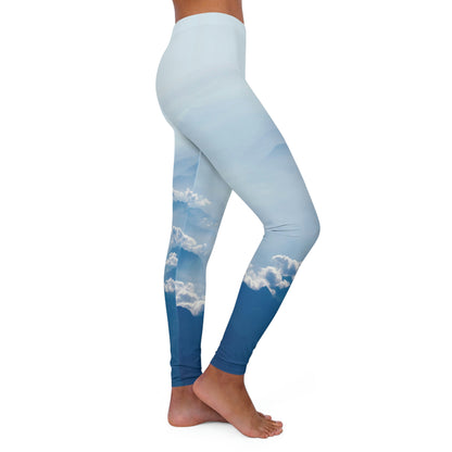 Blue Clouds Galaxy Women's Leggings One of a Kind Gift - Unique Workout Activewear tights for Mom fitness, Mothers Day, Girlfriend Christmas Gift