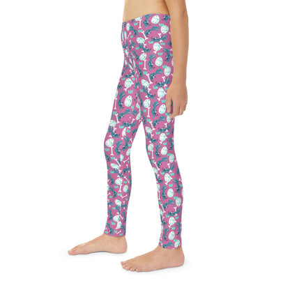 Dinosaur Trex Jurassic Park Youth Leggings,  One of a Kind Gift - Unique Workout Activewear tights for  kids , Daughter, Niece  Christmas Gift