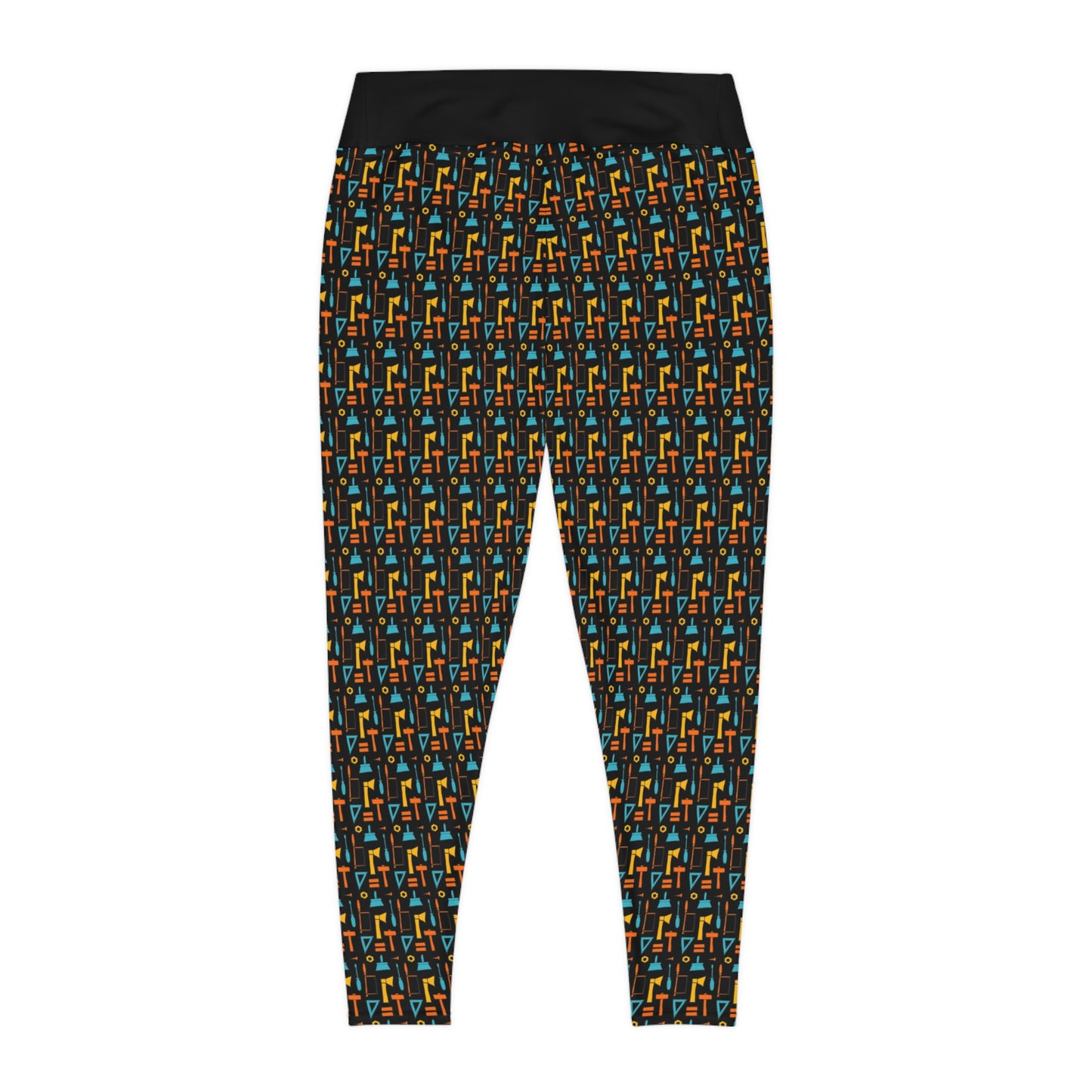 Construction Plus Size Leggings One of a Kind Gift - Unique Workout Activewear tights for Mom fitness, Mothers Day, Girlfriend Christmas Gift