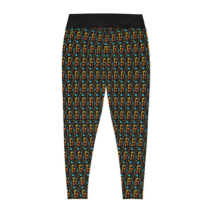 Construction Plus Size Leggings One of a Kind Gift - Unique Workout Activewear tights for Mom fitness, Mothers Day, Girlfriend Christmas Gift
