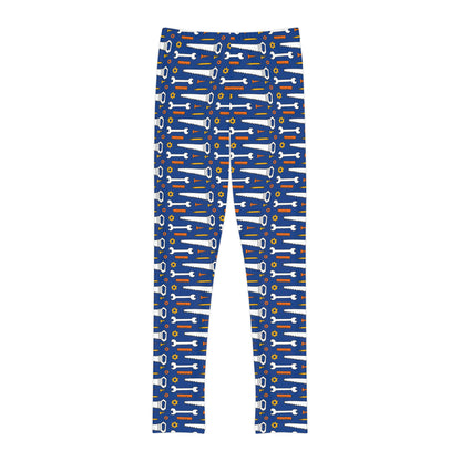 Construction Cute Summer Youth Leggings, One of a Kind Gift - Workout Activewear tights for kids, Granddaughter, Niece Christmas Gift