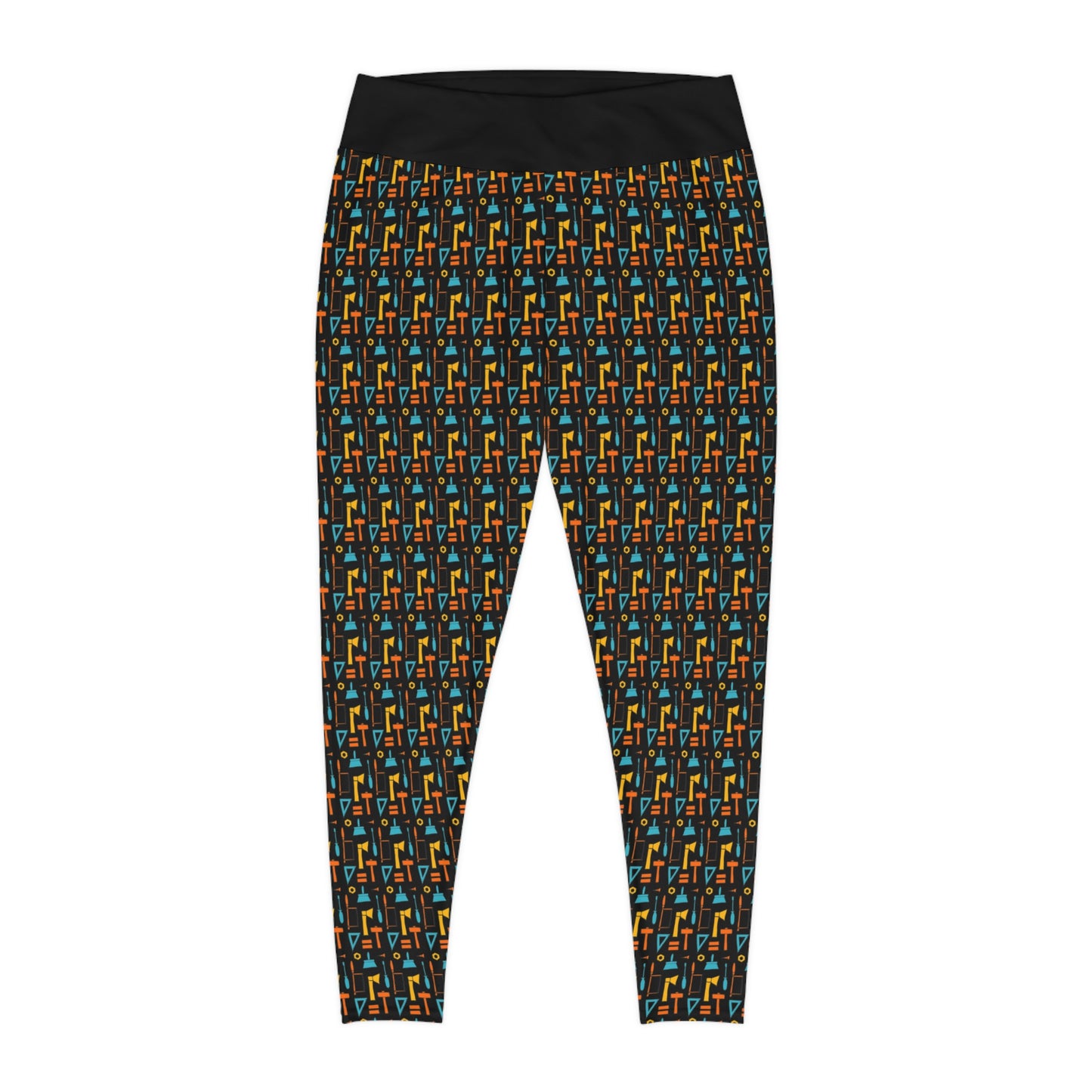Construction Plus Size Leggings One of a Kind Gift - Unique Workout Activewear tights for Mom fitness, Mothers Day, Girlfriend Christmas Gift