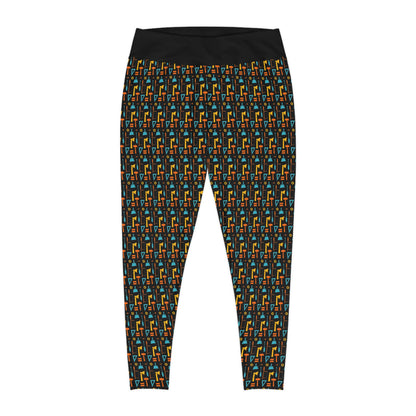 Construction Plus Size Leggings One of a Kind Gift - Unique Workout Activewear tights for Mom fitness, Mothers Day, Girlfriend Christmas Gift