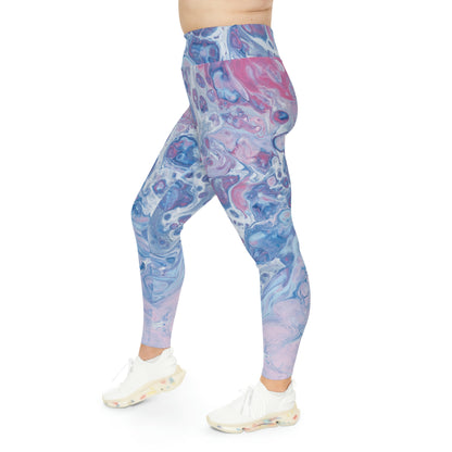 Abstract Marble Plus Size Leggings, One of a Kind Workout Activewear for Wife Fitness, Best Friend, mom and me tights Christmas Gift