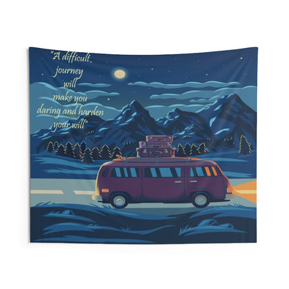 Camper Moon Tapestry Contemporary Home Decor . Inspirational Wall Hanging Art for Baby Nursery, Dorm room, Coastal Home . Housewarming Gift