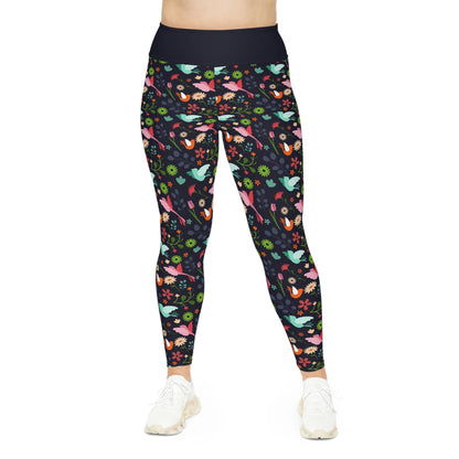 Hummingbirds Plus Size Leggings animal kingdom, Safari Leggings, One of a Kind Gift - Workout Activewear tights for Wife, Friend, mom and me tights Christmas Gift