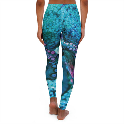 Octopus Beach Plus Size Leggings, One of a Kind Gift - Unique Workout Activewear tights for Mom fitness, Mothers Day, Girlfriend Christmas Gift