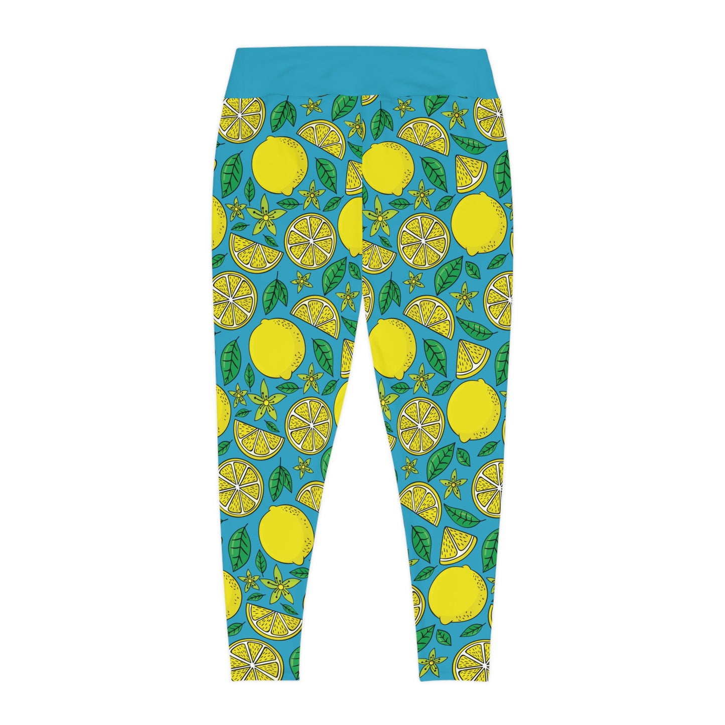 Lemon Summer Plus Size Leggings One of a Kind Gift - Unique Workout Activewear tights for Mom fitness, Mothers Day, Girlfriend Christmas Gift