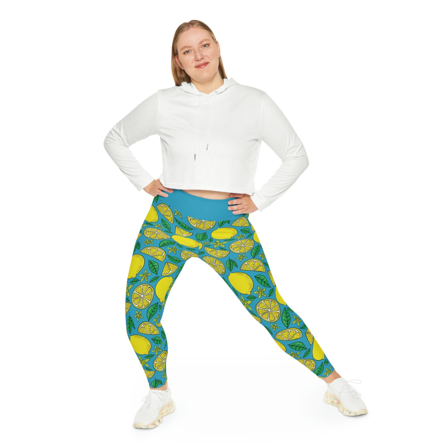 Lemon Summer Plus Size Leggings One of a Kind Gift - Unique Workout Activewear tights for Mom fitness, Mothers Day, Girlfriend Christmas Gift