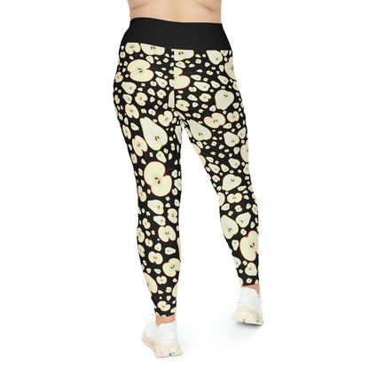 Apples Plus Size Leggings One of a Kind Gift - Unique Workout Activewear tights for Mom fitness, Mothers Day, Girlfriend Christmas Gift