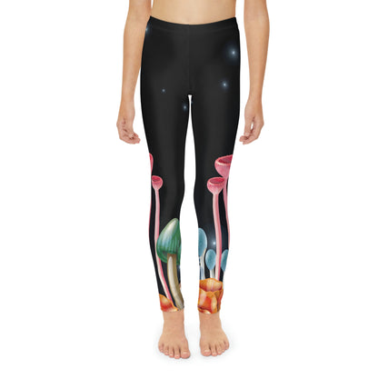 Magic Mushrooms cottagecore, Psychedelic Youth Leggings, One of a Kind - Kids Unique Workout Activewear tights, Daughter, Niece Christmas Gift