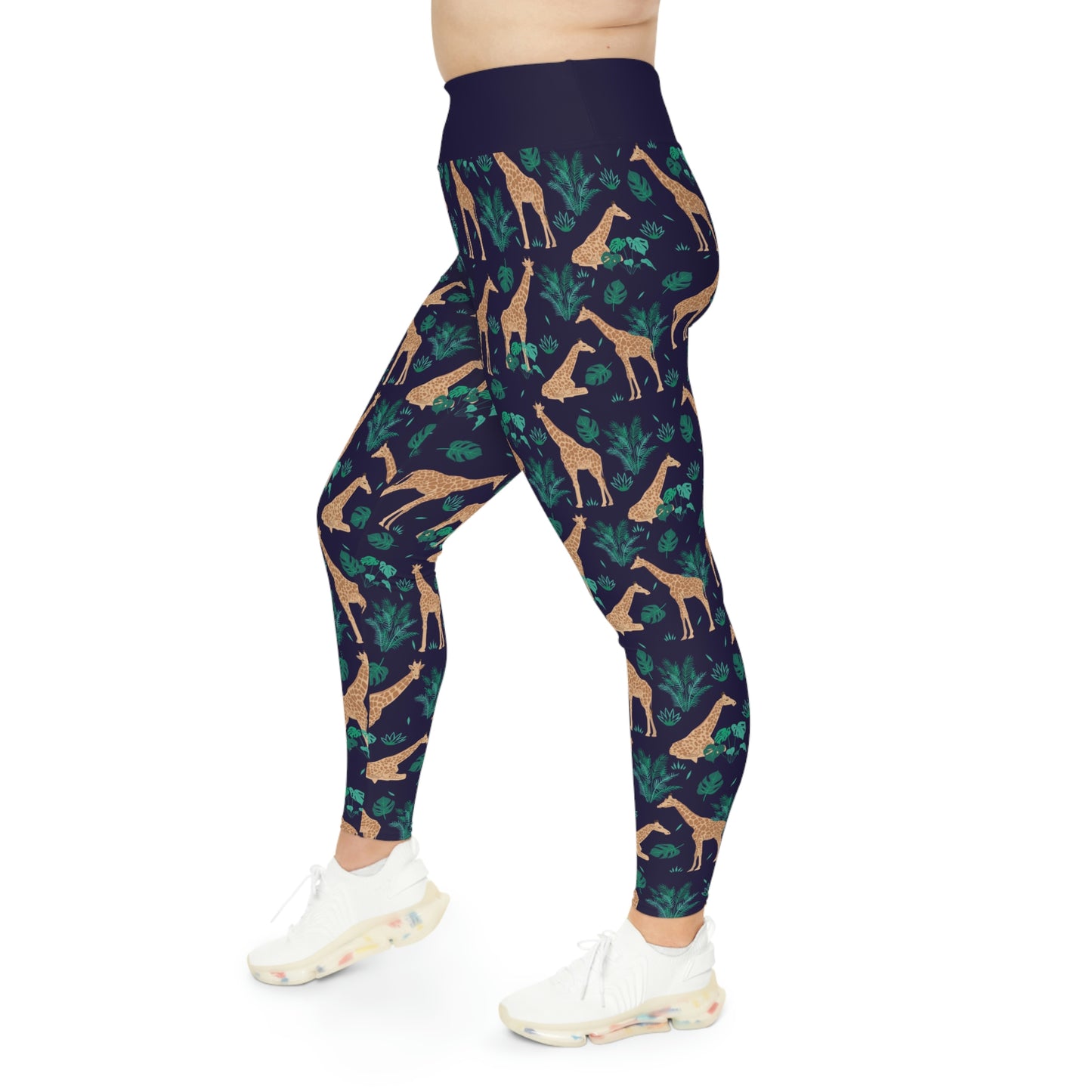 Giraffe Safari Plus Size Leggings One of a Kind  Unique Workout Activewear tights for Mom fitness, Mothers Day, Girlfriend Christmas Gift