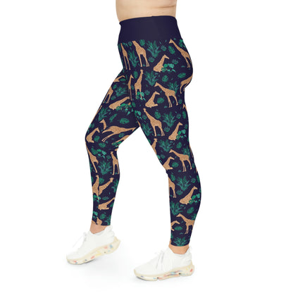 Giraffe Safari Plus Size Leggings One of a Kind  Unique Workout Activewear tights for Mom fitness, Mothers Day, Girlfriend Christmas Gift