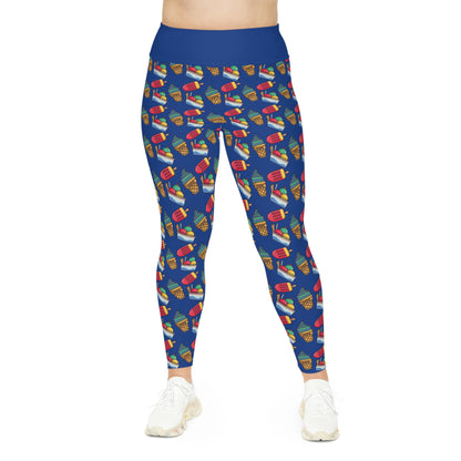 Ice Cream Scoop Cute Summer Plus Size Leggings, One of a Kind Gift - Workout Activewear tights for Mothers Day, Girlfriend